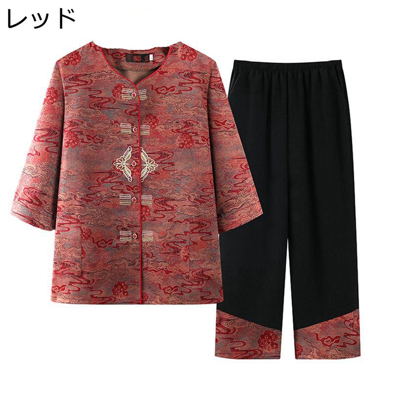 花柄シャツ 七分袖 シニアファッシ
