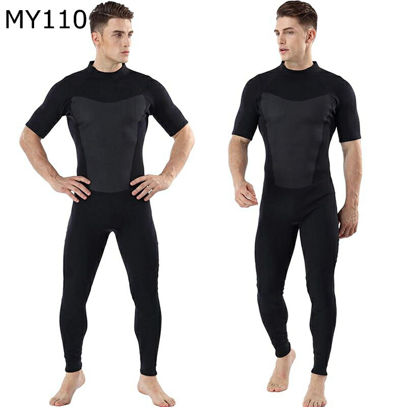 水着 フルスーツ メンズ 半袖 ブラック フルウェットスーツ ワンピース 耐塩素 ネオプレン素材 マリン..