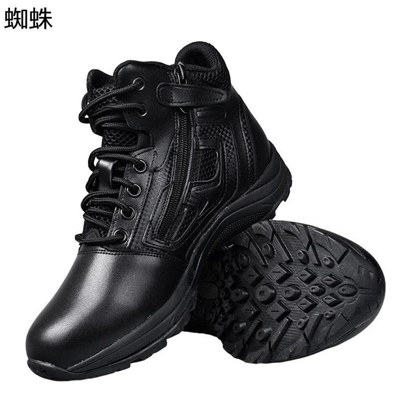 楽天アベブッパンミリタリーブーツ 作業 砂漠靴 メンズ タクティカルブーツ ジップ ミドルカット 編み上げ レザー 通気性 撥水加工 防滑 swat 特殊部隊 簡易サバイバル 大きいサイズ ハイキング ウォーキング 夏秋