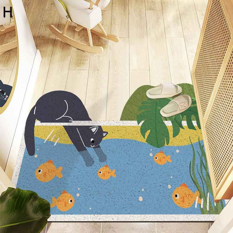 玄関マット 泥落としマット ねこ柄 かわいい 滑り止め 幾何柄 カーペット DIYカット 洗える 厚手 抗菌 ウェルカムマット 無臭 防音 掃除が簡単 玄関 洗面台 脱衣所 屋外 室内 チェア 大判
