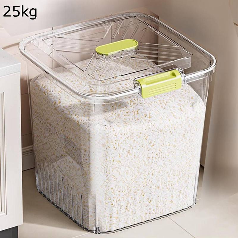 25kg 洗える 米びつ 計量カップ付き 密閉米びつ 米櫃 防湿 お手入れ簡単 こめびつ お米収納 ケース キッチン収納 キッチン用品 ドライフードストッカー 実用的 洗浄 長期保存 丈夫