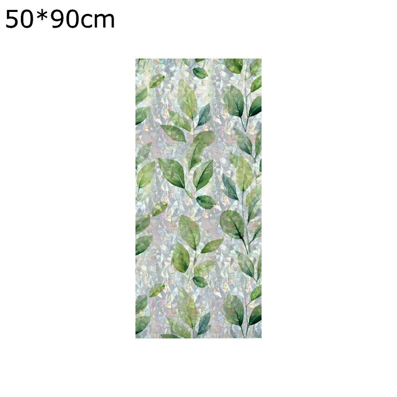 ガラスフィルム 3d虹色レトロ調 葉柄 窓 ステンドグラス 見えない インテリアシール 断熱 めかくしシー..