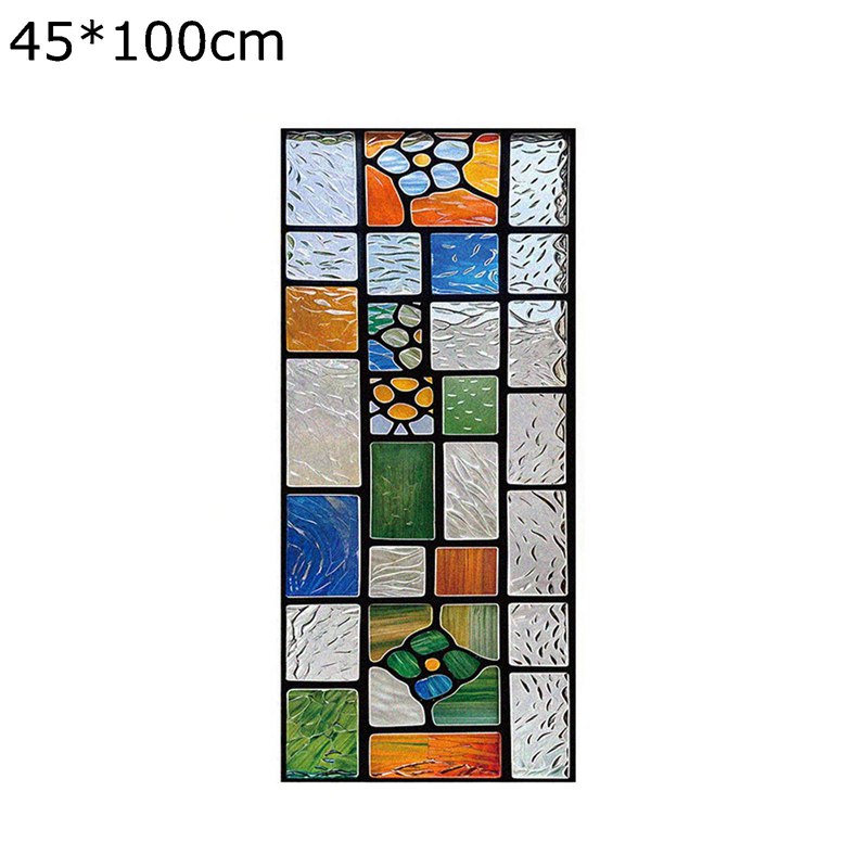 uvカットシート 窓ガラスフィルム 45*100cm ステンドグラス 見えない パッチワーク インテリアシール 断熱 ウィンドウフィルム めかくしシート レトロ 教会の様式 欧m風 はがせる 暑さ対策 遮光 紫外線カット