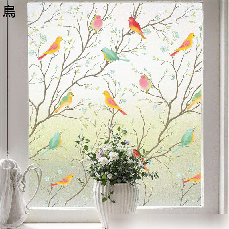 ガラス窓用目隠しシートカラフル鳥ス...
