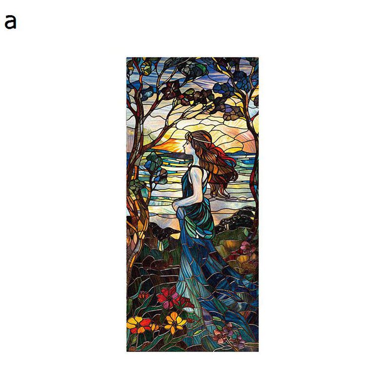 窓用フィルム めかくしシート 人物柄 すりガラス 目隠し フィルム ステンドグラス 欧米風 水で貼れる ..