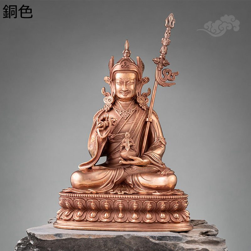 蓮華生大士 銅製 仏像 工芸品 風水グッズ チベット仏教 守護仏 坐像 財運 福運 開運グッズ 運気アップ ..