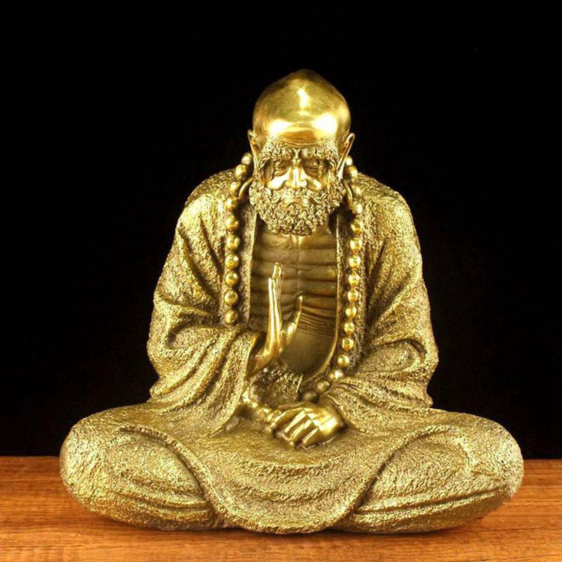 達磨祖師 禅宗 真鍮製 仏壇仏像 坐像 風水グッズ 縁起物 お守り 邪気除け 彫像飾り デコレーション用 工芸品 インテリア飾り 仏教道教美術品 お年寄り プレゼント 玄関 書斎 ホーム 供奉