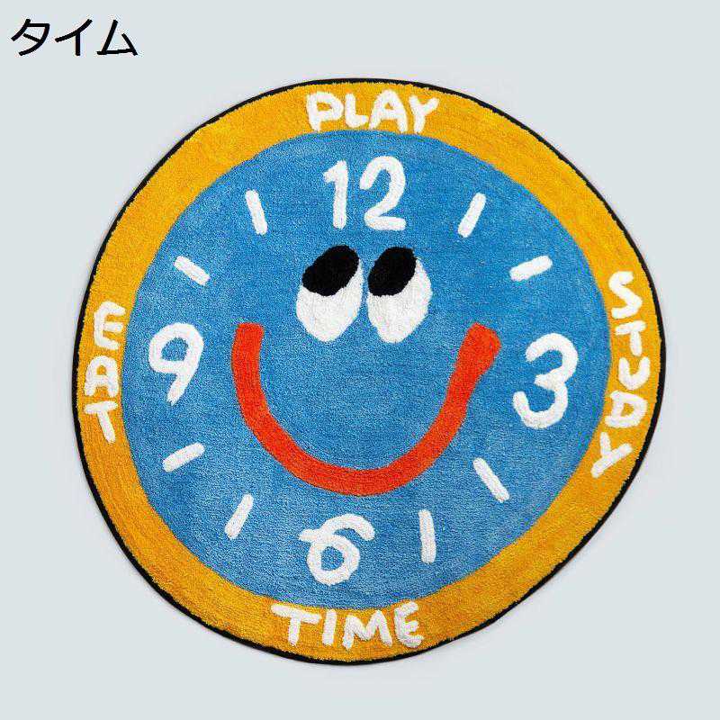 カーペット 円形ラグ アラーム柄 センターカーペット 遮音性 お洒落 防ダニ 防臭 大判 おしゃれ 低反発..