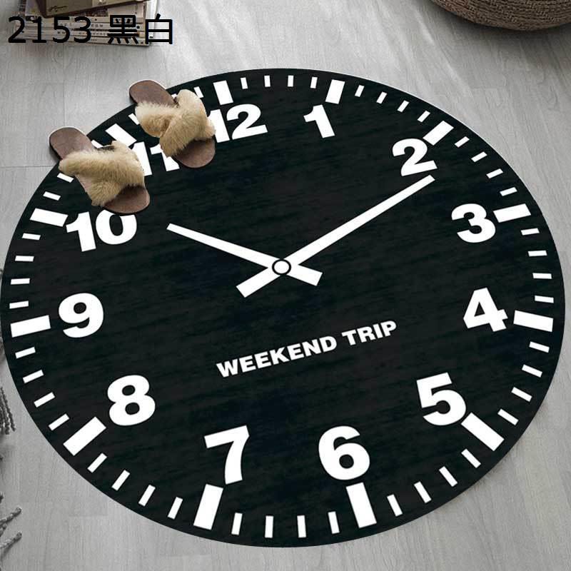 大判 センターカーペット 円形 アラーム柄 ラグマット ずれない お洒落 防ダニ マイクロファイバー 防..