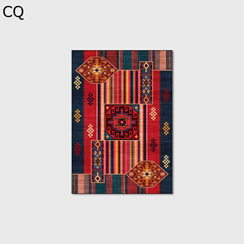 フロアマット 幾何 エスニックカーペット フロアグラ パッチワーク 低反発マット 大きめ リビング 畳 たたみ 部屋飾りマット 滑り止め加工 ずれない 静音吸音 掃除やすい ナチュラル