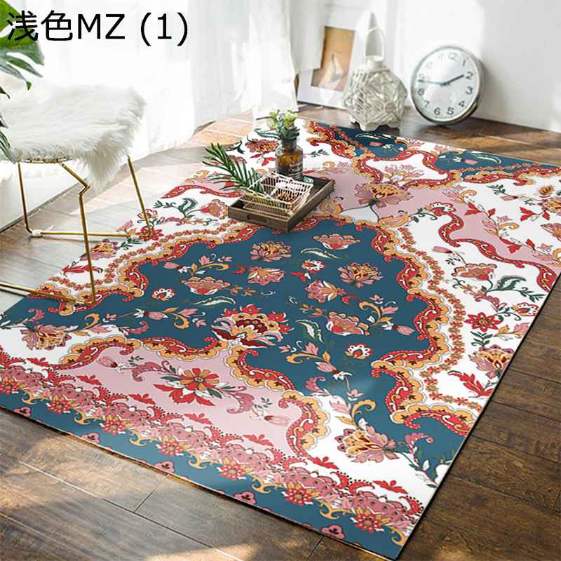 センターマット 田園風 パット 大判グラ カーペット 花柄ラグ アンティーク 復古 フロアグラ 低反発 ヴィンテージ 防ダニ/抗菌 防カビ 吸湿速乾 防音 丸洗い 踏み心地よい