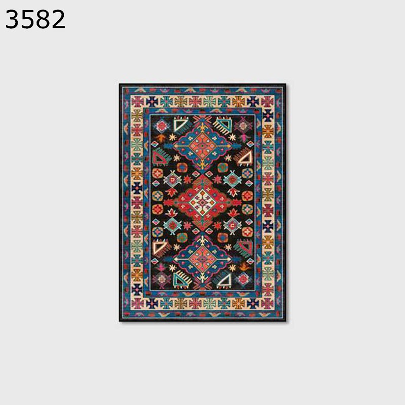 花柄大判グラ カーペット 民族風 パット センターマット ボヘミアン風 リビングラグ 優雅 アンティーク 防ダニ/抗菌 滑り止め 本間 足元マット フロアラグ 絨毯 ウォッシャブル 居間用