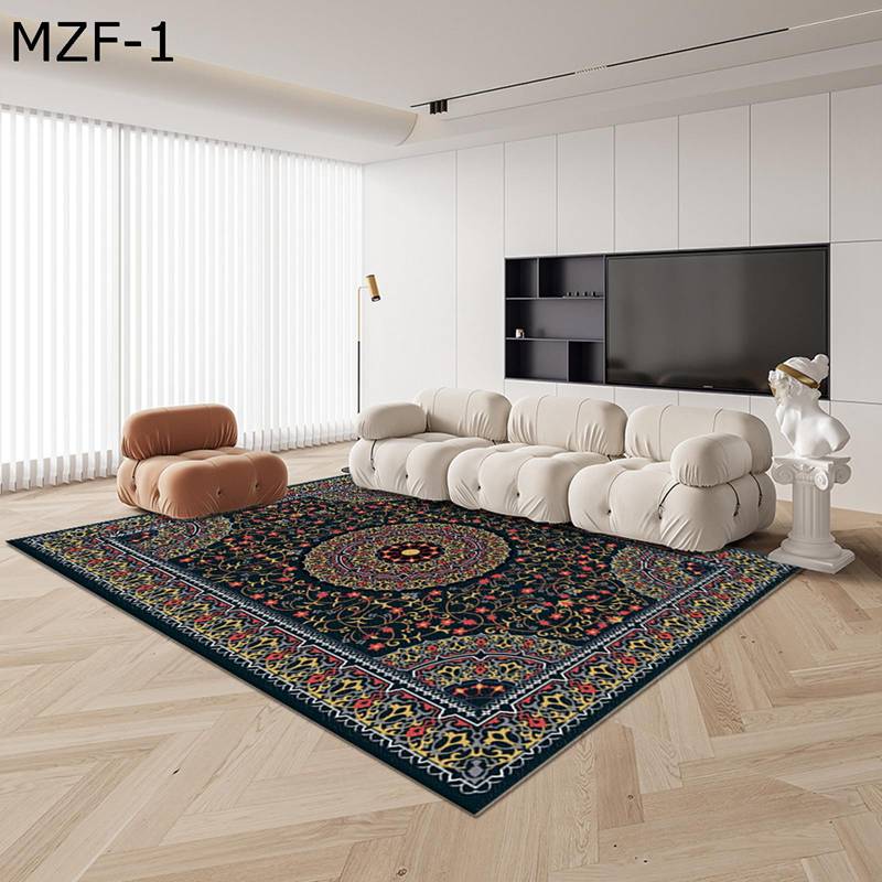 ルームカーペット リビングマット フロアマット エスニック 花柄 床防ダニ/抗菌 ボヘミアン風 吸湿速乾 畳 たたみ フロアグラ 大判 ヴィンテージ 防滑 本間 ベッドルーム インテリア