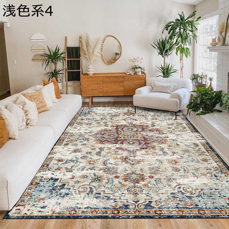 フロアマット ボヘミアン風 花柄カーペット フロアグラ 長方形マット リビング ヴィンテージ 部屋飾り エスニック 滑り止め 現代風 消臭 本間 リビング