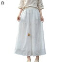 ワイドパンツ レディース リネンスカーチョ キュロットスカート ふんわり 透け感 ガウチョパンツ ロング丈 ゆったり 薄手 カジュアル エレガント ウエストゴム フリーサイズ 着痩せ 春夏 街着