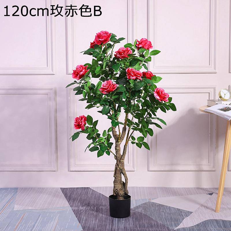 人工観葉植物 ピンク バラ 大型 造花 人工樹木 ガーデン カフェ 長持ち キッチン ベッドルーム フェイクグリーン 装飾り お祝い デコ用 モダン空間に最適 お手入れ簡単 害虫が発生しない