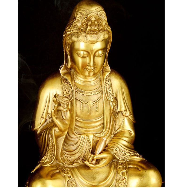 観音像 観音菩薩 真鍮製 風水グッズ 福運 招福 開運グッズ 運気アップ 縁起物 坐像 邪気除け お守り 厄災除け デスク飾り 玄関置物 風水アイテム インテリア プレゼント ギフト 記念日 リビングルーム