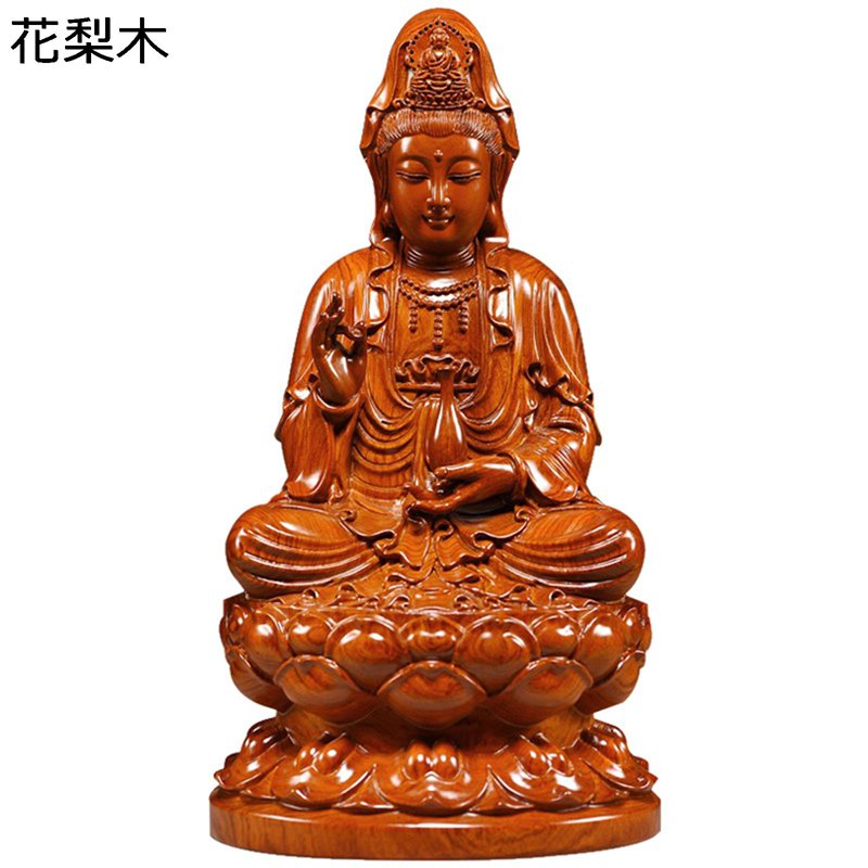 観音木彫 仏像 木彫り 観音像 観音菩薩 厄除け インテリア 仏教美術 仏壇仏像 木製彫刻 高級木彫り お..