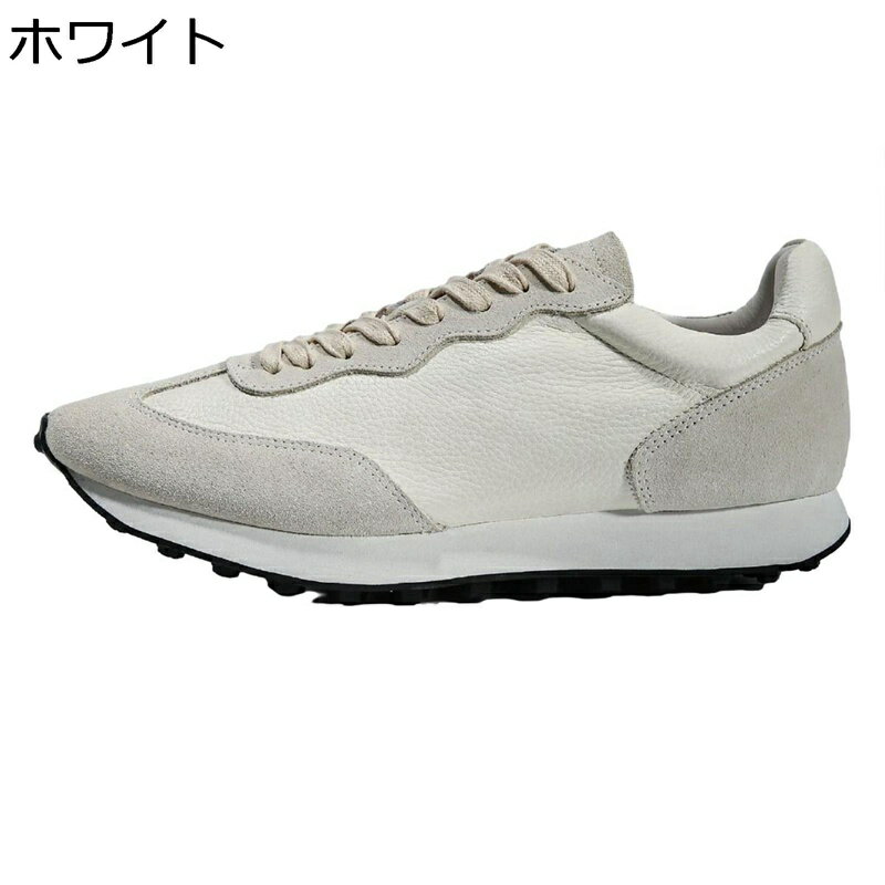 カジュアルシューズ スニーカーシューズ メンズ レザー 本革 蒸れない 防臭 レースアップシューズ 履き..