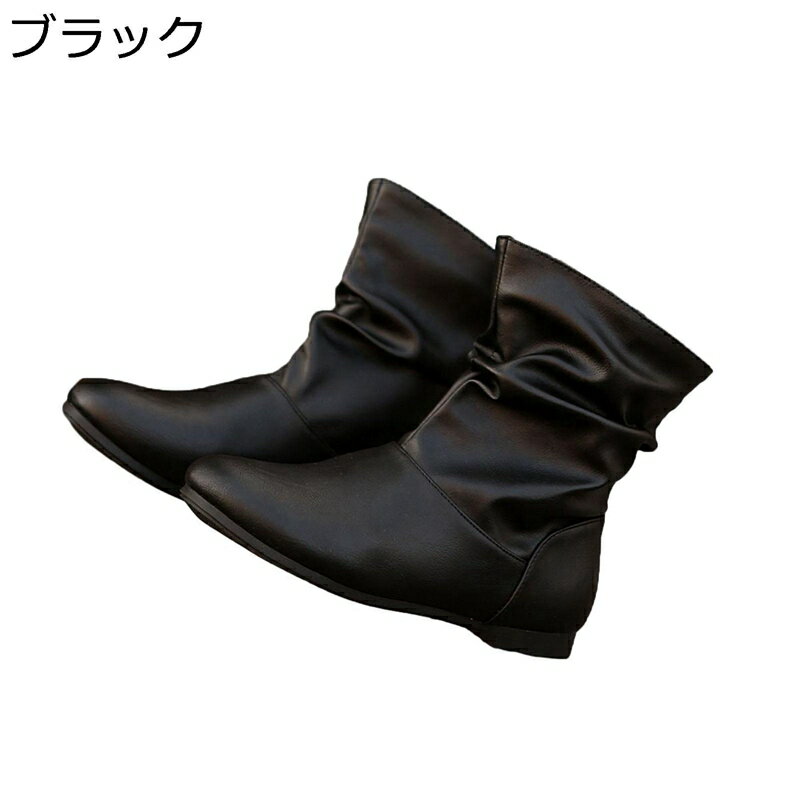 秋靴 冬着 エンジニアブーツ ショートブーツ カジュアルブーツ ローヒール ドレープ レディースブーツ ..