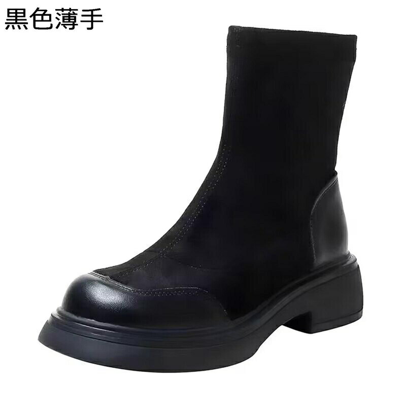 ブーティ ローヒール レディース 秋冬用 スエード 太ヒール クッション 身長アップ カジュアル おしゃ..