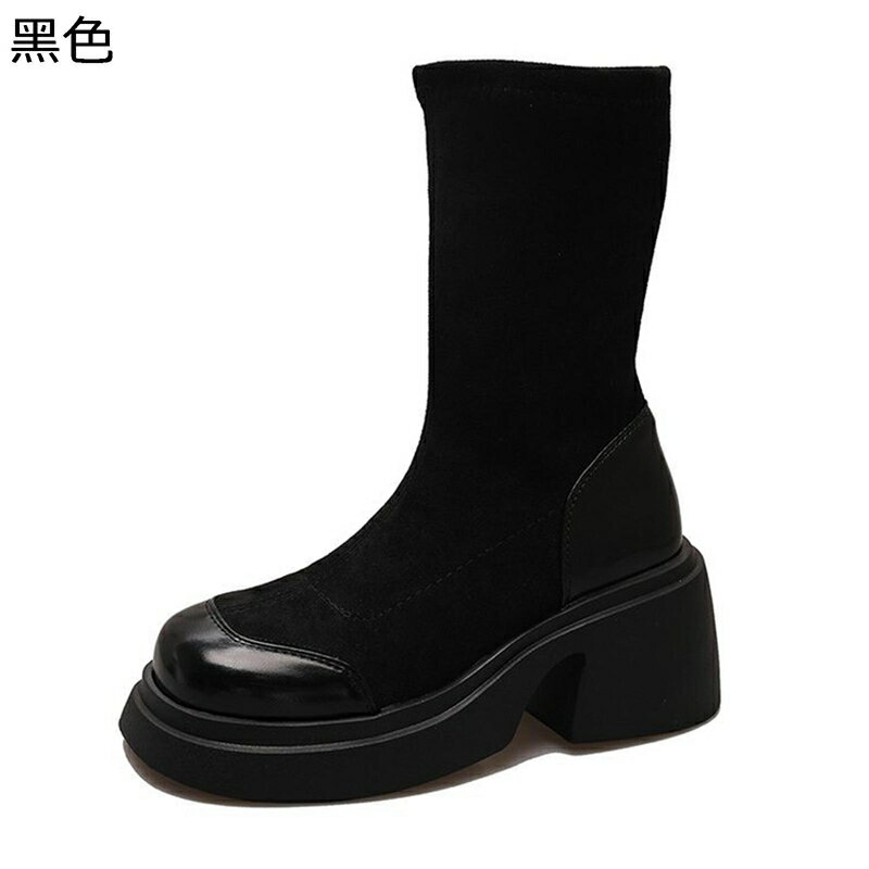 レディースブーツ ブーティ スエード プラットフォーム 太ヒール ハイヒール ハーフブーツ アンクル丈 ファッション 定番 女性 カジュアル 秋冬 通勤 オフィス 日常