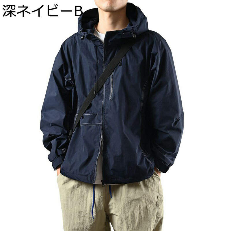 ワークジャケット メンズ フード付き 春秋 韓国風 ファッション ジャンパー 街着 ブルゾン 防風 リラックス 長袖ジャケット アウター ゆったり オシャレ カップル アウトドア ハイキング お出掛け