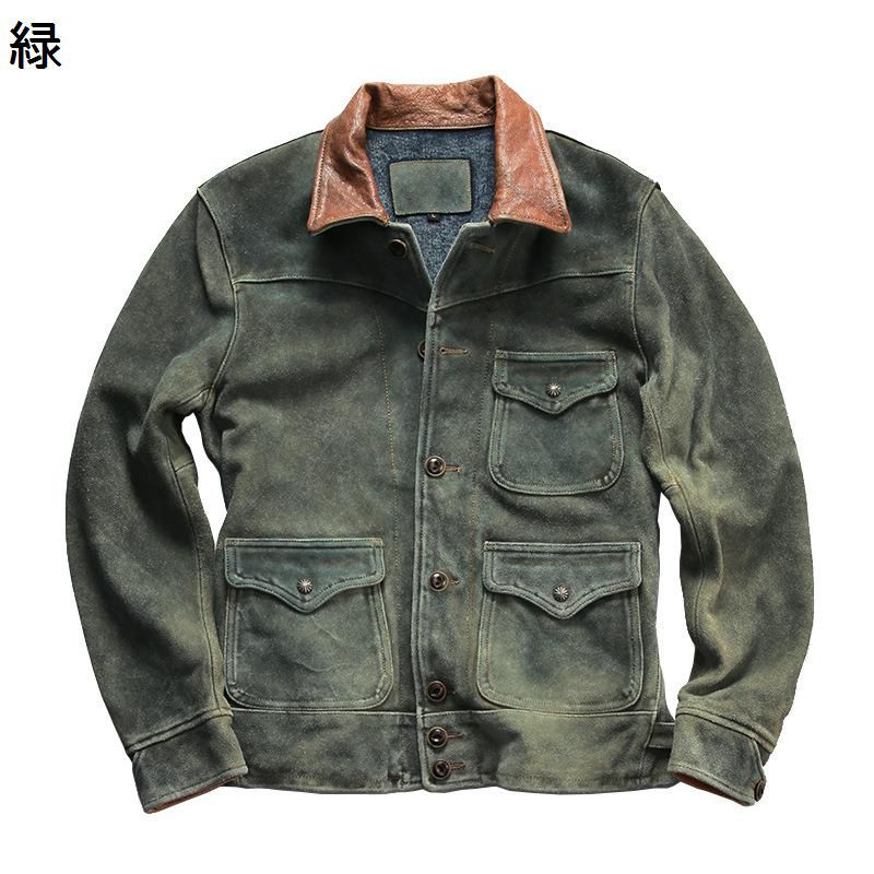 メンズ レザージャケット スエード 牛革 ライダースジャケット カジュアル 防風 防寒 コート 革ジャン ブルゾン 春秋冬 折り襟 ヴィンテージ サイクリング ワーク 日常