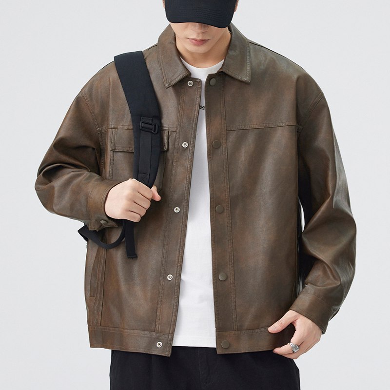 メンズ ライダースジャケット PUレザージャケット 革ジャン バイカー 防風 防寒 革コート ショート丈 ブルゾン 秋 折り襟 おしゃれ アウター アウトドア 通勤 作業