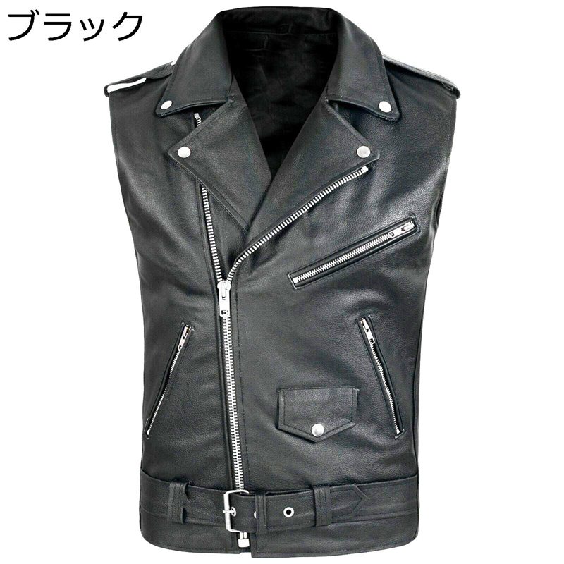 PU革ジャン レザーベスト ビジネスベスト メンズ ノースリーブ バイクチョッキ 春秋用 ジップアップ スリム 前開き ワーク ジャケット お洒落 軽量 防風 バイク用 カメラマン かっこいい アウター