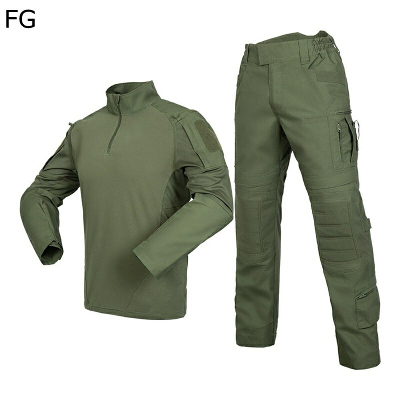 戦闘服 メンズ 上下セット ミリタリー tシャツ サバゲー 作業着 ハーフジップ マルチカムブラック 吸汗速乾 G6 ストレッチ 耐摩耗 防撥水 マルチポケット...