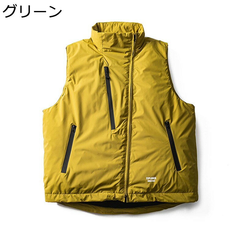 ダウンベスト メンズ 防寒ベスト 中綿 冬 厚手 立ち襟 暖かい 保温性 ノースリッブ スタンドカラー ファッション ルース オシャレ ヴィンテージ カジュアル 男女兼用 入学式 成人式 通勤