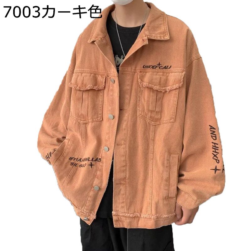 デニムジャケット メンズ ジージャン ブルゾン 秋 ダメージ レディース 英文柄 防寒コート サイドポケット 体型カバー ファッション カジュアル カッコイイ お洒落 多機能 動きやすい