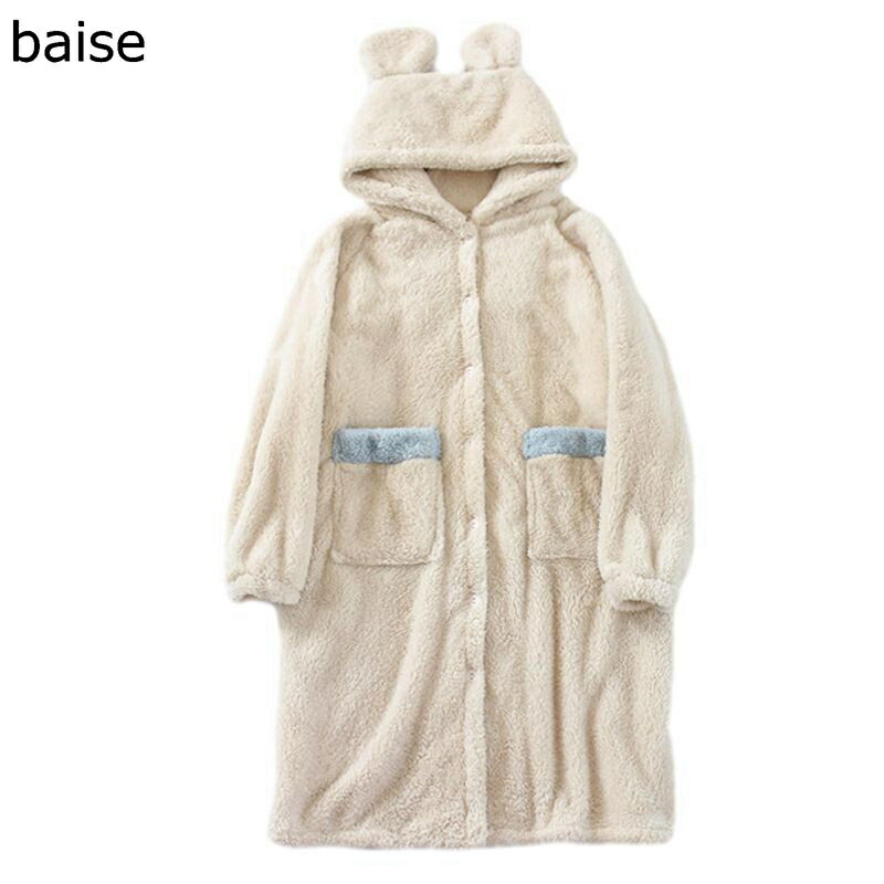 バスローブ ルームウェア レディース コーラル ポケット付き フード付き 吸水 軽量 ドレッシングガウン..