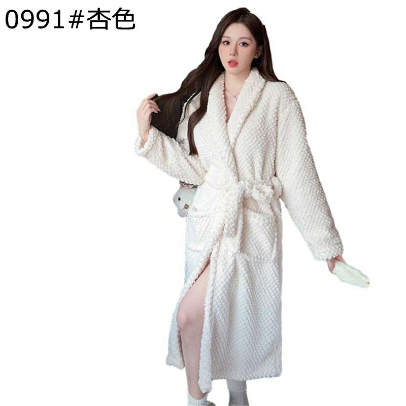 バスローブ ルームウェア レディース 速乾 軽量 エステガウン ドレッシングガウン 前開き 長袖 腰ベル..