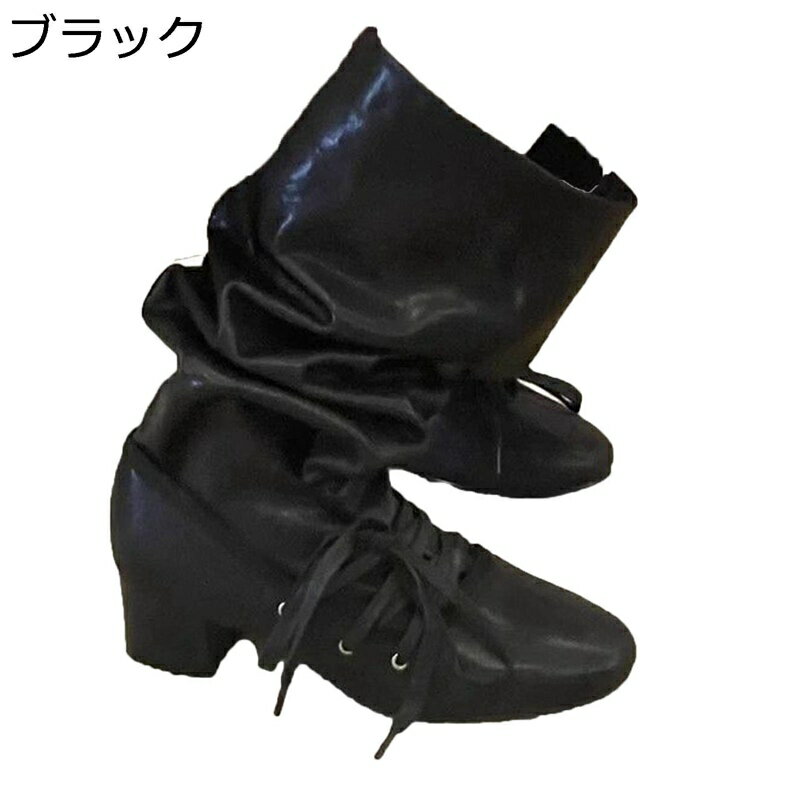 ジョッキーブーツ ひざ丈 ロングブーツ レディース 秋冬 厚底 騎士靴 くしゅくしゅ 太めヒール 5cmアップ 脚長 大きめ ゆったり 防滑 履きやすい 柔らかい ファッション 袴用 カジュアル オフィス 長靴