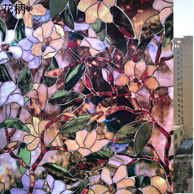 目隠しシート ステンドグラス ヴィンテージ 窓用フィルム 花柄 見えない 日よけ uvカット プライバシー保護 透けない 教会の様式 非粘着性 静電吸着 断熱 賃貸OK レストラン ベランダ キッチン インテリア