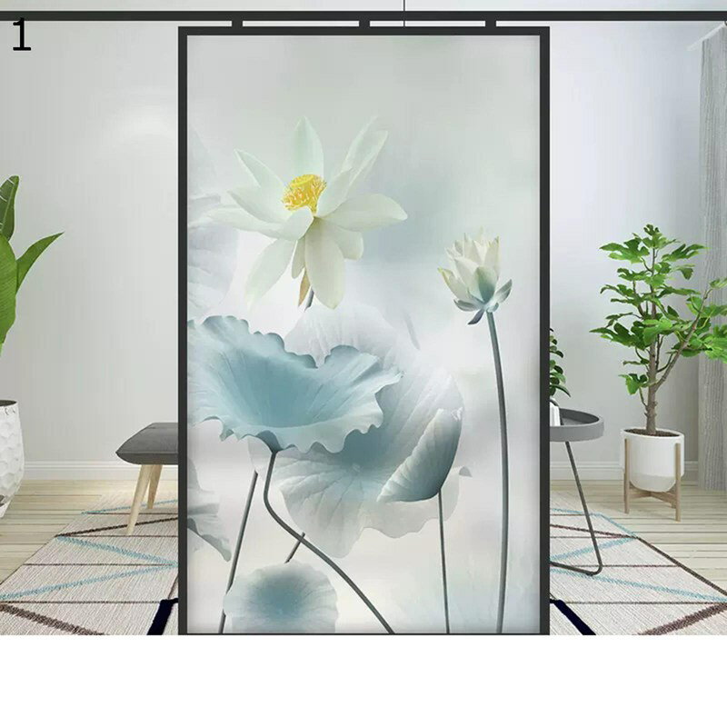 窓フィルム uvカット ガラスシート 蓮の花 外から見えない 遮光 断熱 めかくし はがせる 暑さ対策 すりガラス風シート おしゃれ ベランダ ベッドルーム キッチン 風呂場 新生活 シール 水だけで貼れる