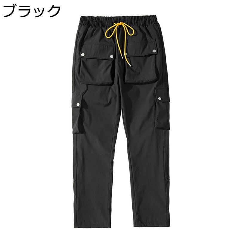 楽天アベブッパンチノパンツ カーゴパンツ メンズ 長ズボン ストレートパンツ ヒップホップ ストリート系 ゆったり カジュアル マルチポケット ドローストリン 通学 旅行 部屋着 無地 伸縮性 通気性 はき心地いい 夏