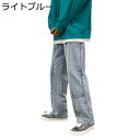 ワイドパンツ メンズ 9分丈 デニムパンツ ジーンズ 原宿系 プリント 韓国ファッション ゆったり おしゃれ カジュア ストレート ファスナー付き 春秋 ポケット付き 通気性 通学 部屋着 ウォッシュ加工
