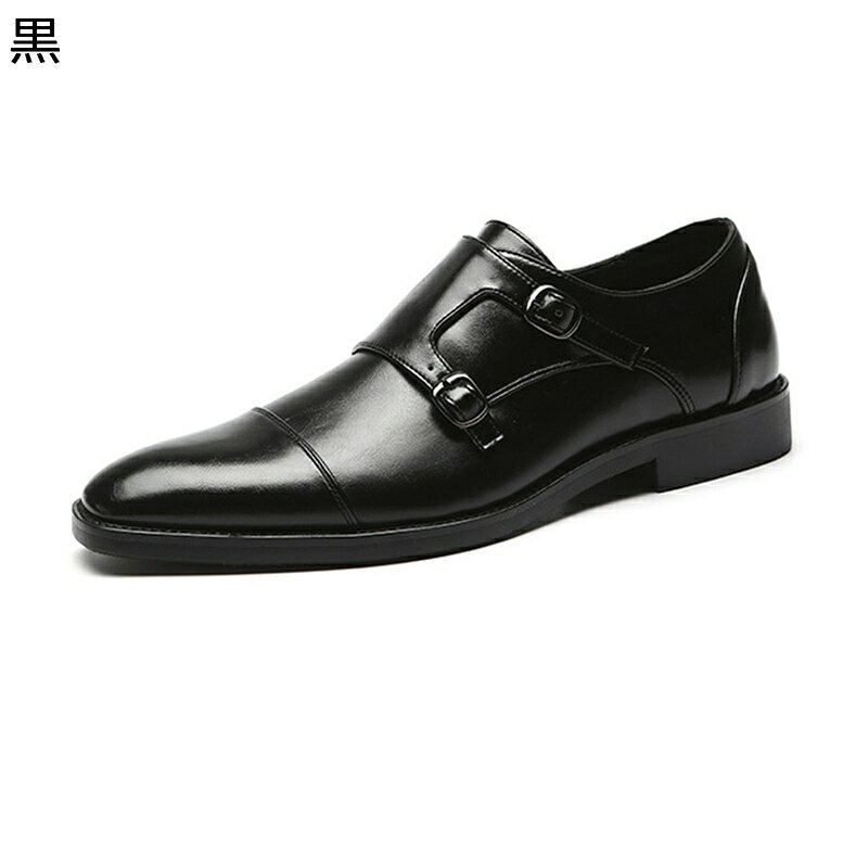 ビジネスシューズ 大きいサイズ メンズ ベルト飾り 紳士靴 フェイクレザー スクエアトゥ オールシーズ..