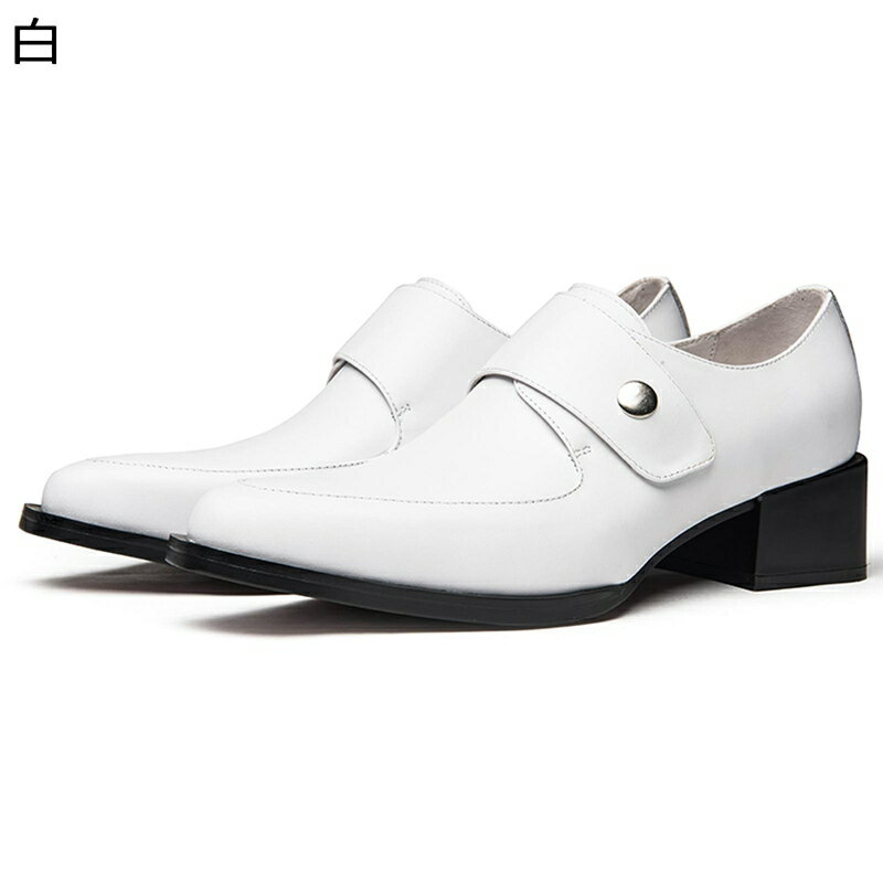 レザー メンズ ベルト 革靴 ビジネスシューズ 本革 ポインテッドトゥ ミドルヒール3cm 牛革 春 秋冬 フ..