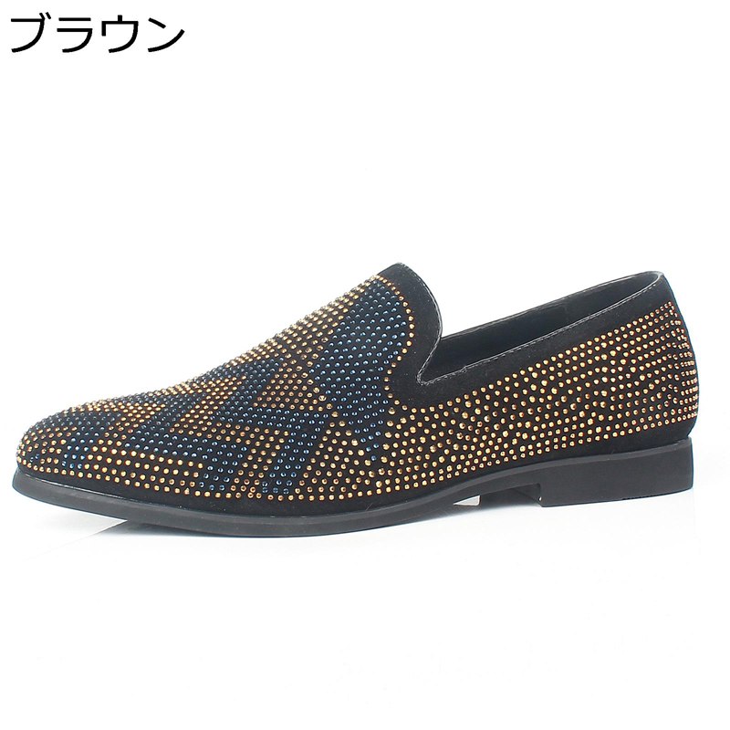 モカシン スパンコール ローファー 24-29.0cm メンズ スリッポン 合皮 きれいめ ドライブ 履き易い 幅広 美脚 疲れにくい キラキラ ウォーキング 派手 お兄系 ホスト 理髪師 パーティ