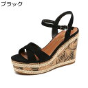 本革 ビーサン ビーチサンダル ウェッジ10cm 夏 厚底 レザー アンクルストラップ オープントゥ レディース レトロ ボヘミア風 ウェッジソール トレンド ...