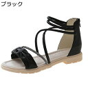 レディース ストラップサンダル クロス バックジッパー フラットシューズ 夏靴 カジュアルシューズ 美脚 簡潔 ローマ風 前開き 外出 春夏 履きやすい 歩きや...