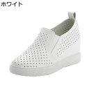 カジュアルシューズ メッシュ インヒール レディース PUレザー 通気穴 スリッポン シークレットシューズ 春夏 身長アップ 厚底 運動靴 ウォーキングシューズ...