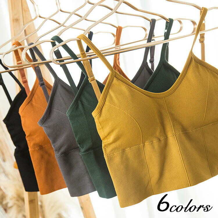 キャミソール レディース カップ付き 綿 全6色 インナー ブラトップ タンクトップ ブラキャミ 楽盛り ..