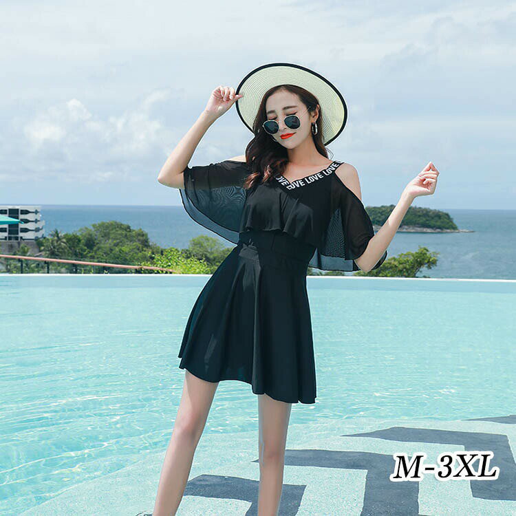 Dresses - 水着 体型カバー ママ レディース ワンピース オールインワン フリル フレア 体型カバー ブラック ピンク グリーン 大きいサイズ 大人用 女性 ママ用 海 プール 大人 20代 30代 40代 母