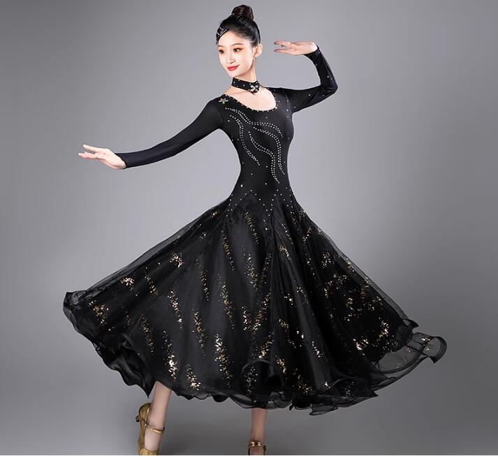 送料無料 高級感 上品 エレガント 人気 ステージ衣装 社交ダンスドレス 社交ダンス 練習着 スタンダー..