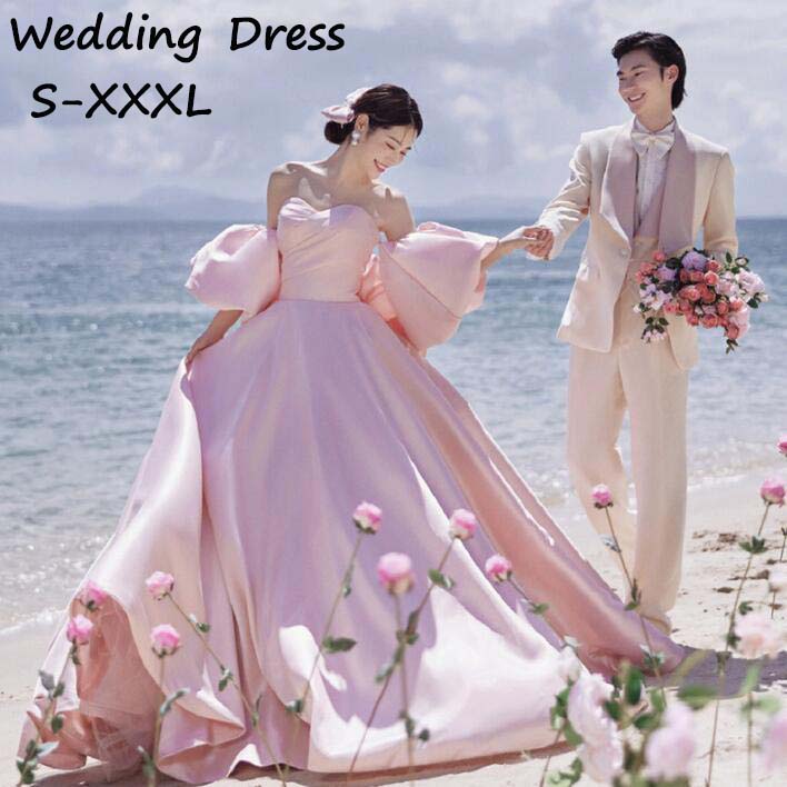 ピンク 結婚式 シンプル ウエディングドレス エレガント 韓国 楽天市場】韓国(カラーピンク)(ウェディングドレス